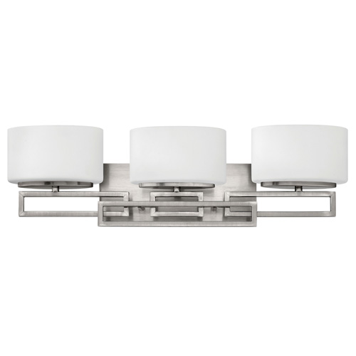 Lanza Collection 3-Light Bath Vanity in Antique Nickel with Oval Etched Glass Shades