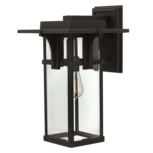 Manhattan Collection 1-Light Outdoor Wall Lantern in Oil Rubbed Bronze with Clear Beveled Glass Panels