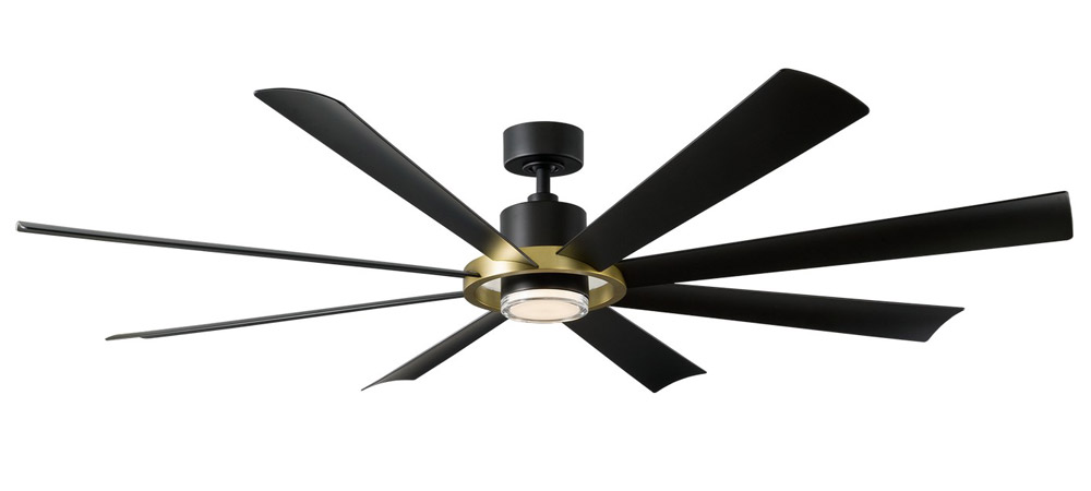 Aura Collection 72” 8-Blade Ceiling Fan in Soft Brass and Matte Black with Matte Black Blades Modern Forms FR-W2303-72L-SB/MB