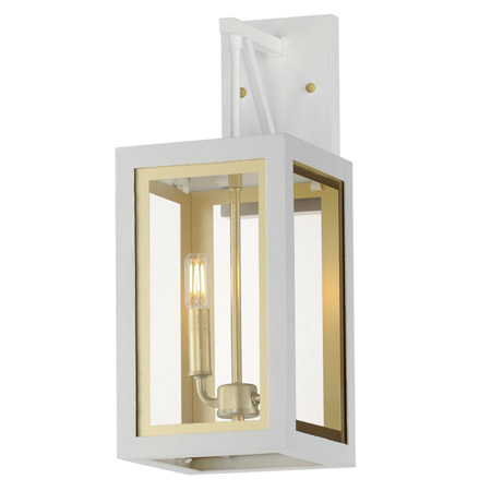 Neoclass Collection 2-Light Outdoor Wall Mount Lantern in White and Gold with Clear Glass Panes Maxim 30054CLWTGLD