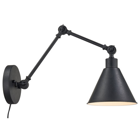 Kellers Collection 1-Light Wall Mount Reading Light in Black Forty West 72573