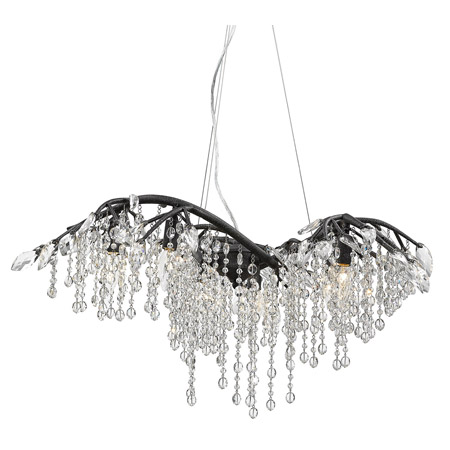 Autumn Twilight Collection 6-Light Chandelier in Black Iron with Glistening Clear Glass Bead Strands Golden Lighting 9903-6 BI