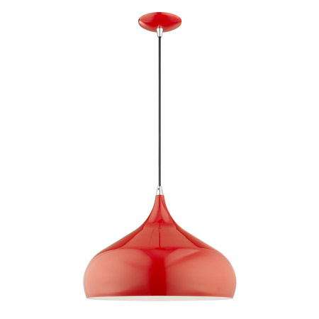 Amador Collection 1-Light Mini Pendant in Shiny Red with Polished Chrome Livex Lighting 41174-72