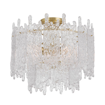 Ackerly Collection 3-Light Semi Flush Mount in Aged Brass with Frosted Ice Glass Shade Crystorama ACK-920-AG