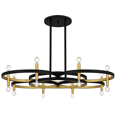Winsland Collection 8-Light Chandelier in Matte Black with Gold Accents and Gold Candle Covers Quoizel 5365716