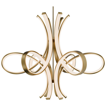 Fleur de Lis Collection LED Pendant in Aged Brass with Sleek Swooping LED Diffusers Modern Forms PD-90556-AB
