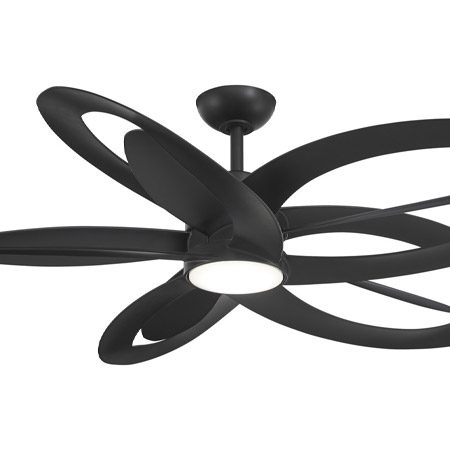 Pinup Collection 60” Ceiling Fan in Coal Black with Frosted White LED Diffuser Minka Aire F862L-CL