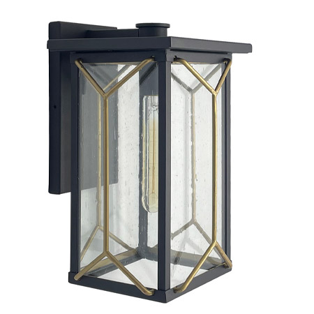 Hillside Manor 1-Light Outdoor Wall Mount Lantern in Sand Coal and Mystic Gold with Clear Glass Panels Minka Lavery 72803-727