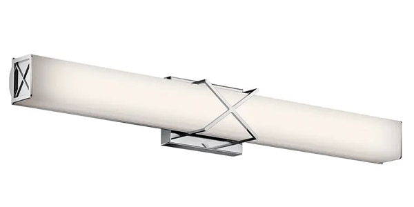 Trinsic Collection 3-Light Bath Vanity in Polished Chrome with Clear Etched Satin Glass Shade Kichler 45658CHLED