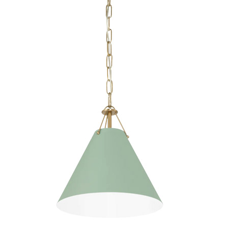 Xavier Collection 1-Light Pendant in Vibrant Gold with Green Outer / White Inner Metal Shade Crystorama XAV-B8301-VG-GR