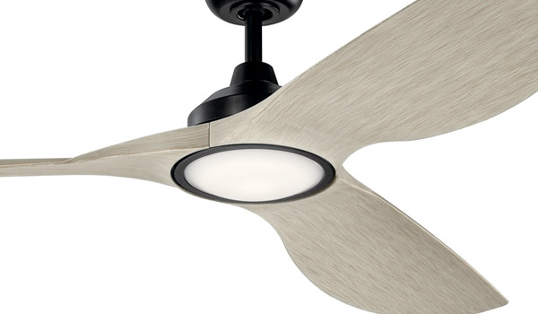 Imari Collection 65” 3-Blade Ceiling Fan in Satin Black with Weathered White Walnut Blades and Integrated LED Light Kichler 300365SBK