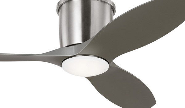 Titus Collection 44” 3-Blade Ceiling Fan in Brushed Steel with Silver Blades and Integrated LED Light Generation 3TTHR44BSD