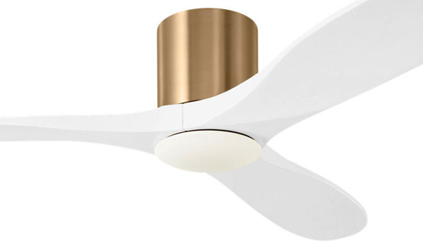 Maverick Collection 52” 3-Blade Smart Ceiling Fan in Burnished Brass with Matte White Blades and Integrated LED Light Visual Comfort 3MAVHSM52BBSRZWD
