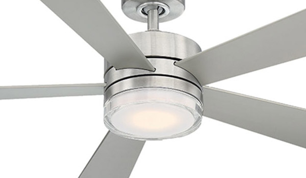 Wynd Collection 52” 5-Blade Smart Ceiling Fan in Stainless Steel with Stainless Steel Blades and Integrated LED Luminaire Modern Forms FR-W1801-52L-SS