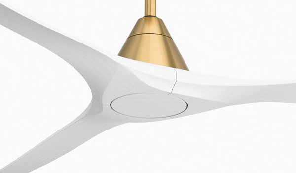Carve Collection 60” 3-Blade Smart Ceiling Fan in Soft Brass with Natural Wood Matte White Blades Modern Forms FR-D2504-60-SB-MW