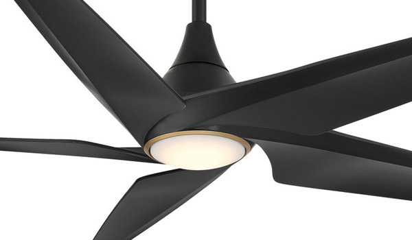 Switch Collection 60” 5-Blade Smart Ceiling Fan in Coal Black with Coal Black Blades and Etched LED Lens Minka Aire F638L-CL