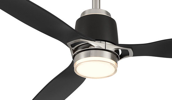 Foxden Collection 53” 3-Blade Ceiling Fan in Brushed Nickel with Coal Blades and Integrated LED Light Minka Aire F778L-BN-CL
