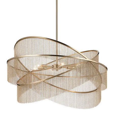 Khaite Collection 6-Light Chandelier in Champagne Bronze with Fringe Drape Shade and Adjustable Rings Kichler 52824CPZ