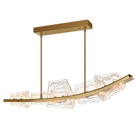 Arcus Collection LED Chandelier in Brass with Arc-Mounted Handcrafted Glass Panels CWI 1711P50-5-624
