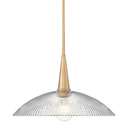 Lunelle Collection 1-Light Pendant in Modern Gold with Clear Glass Ribbed Demi-Circle Shade Z-Lite 3051P18-MGLD