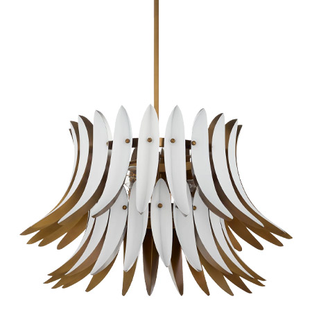 Aldridge Collection 3-Light Pendant in Brushed Brass / Studio white with Double-Tiered Convex Shade Quorum 825-3-4708