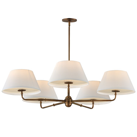 Dunbridge Collection 5-Light Chandelier in Weathered Brass with Off-White Linen Shades Maxim 18415OFWBR