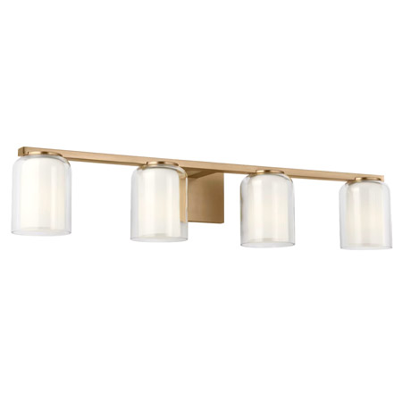 Holden Collection 4-Light Bath Vanity in Satin Brass with Clear Outer / Milk Glass Inner Glass Shades Visual Comfort SCDJVN132SBCGMG
